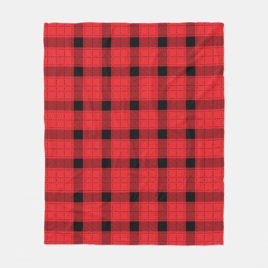 Rood zwart geruite minimalistische kerst fleece deken (Voorkant)