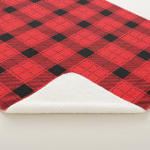 Rood zwart geruite minimalistische kerst sherpa deken (3/4)