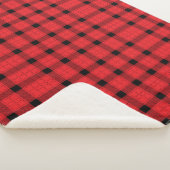 Rood zwart geruite minimalistische kerst sherpa deken (3/4)