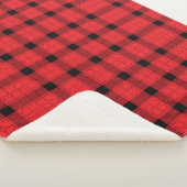 Rood zwart geruite minimalistische kerst sherpa deken (3/4)