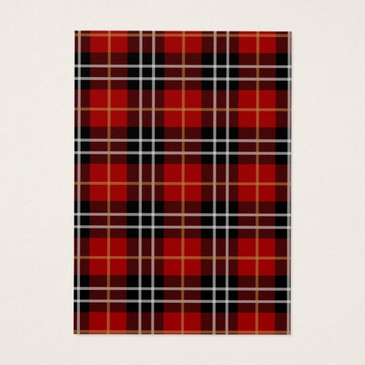 Rood zwart geruite tartan oorbel achtergrond visitekaartje (Achterkant)