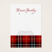 Rood zwart geruite tartan oorbel achtergrond visitekaartje (Voorkant)