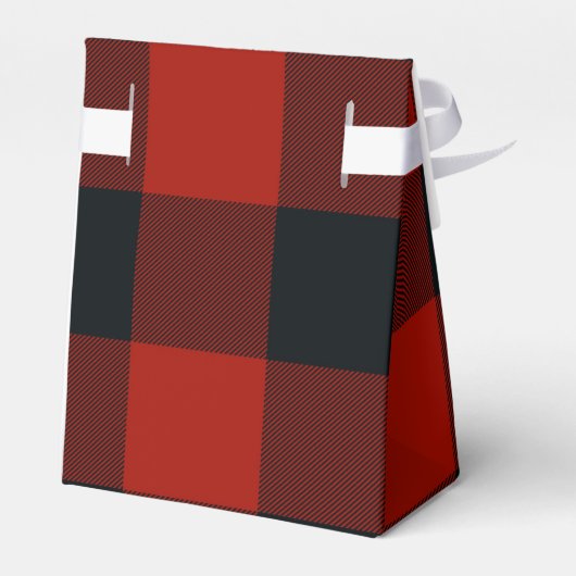 Rood & Zwart Geruite Vierkanten Buffel Plaid Bedankdoosjes (Achterkant)