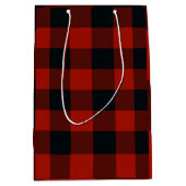 Rood & Zwart Geruite Vierkanten Buffel Plaid Medium Cadeauzakje (Voorkant)