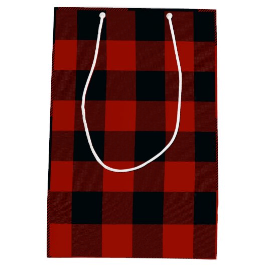 Rood & Zwart Geruite Vierkanten Buffel Plaid Medium Cadeauzakje (Achterkant)
