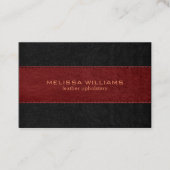Rood & Zwart gestikt lederen textuur Visitekaartje (Voorkant)