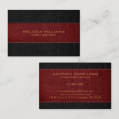 Rood & Zwart gestikt  lederen textuur Visitekaartje (Voorkant / Achterkant)