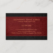 Rood & Zwart gestikt  lederen textuur Visitekaartje (Achterkant)