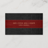 Rood & Zwart gestikt leer textuur Visitekaartje (Voorkant)
