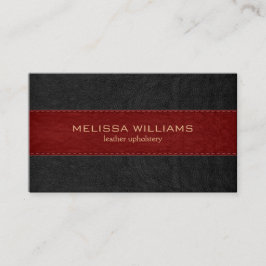 Rood & Zwart gestikt leer textuur Visitekaartje