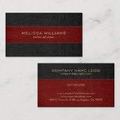 Rood & Zwart gestikt leer textuur Visitekaartje (Voorkant / Achterkant)