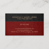 Rood & Zwart gestikt leer textuur Visitekaartje (Achterkant)