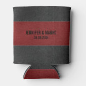 Rood & Zwart gestikte  lederen Koelbox Blikjeskoeler (Voorkant)