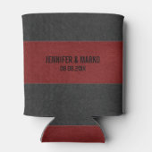 Rood & Zwart gestikte  lederen Koelbox Blikjeskoeler (Achterkant)