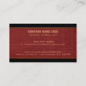 Rood & Zwart gestikte lederen textuur Business Ca Visitekaartje (Achterkant)