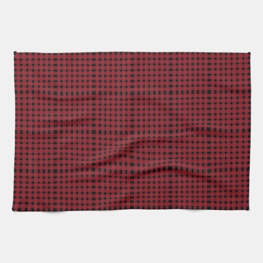 Rood Zwart Gingham Plaid Patroon Theedoek (Horizontaal)