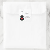 Rood/zwart gitaarhart Sla de Sticker Datum op (Tas)