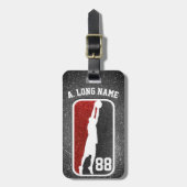 Rood & Zwart Glitter Hoops Basketbalspeler Bagagelabel (Voorkant verticaal)