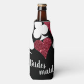 Rood Zwart Glitter Vegas Bruidsmeisje Bottle Coole Flesjeskoeler (Fles Voorkant)