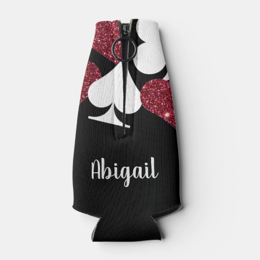 Rood Zwart Glitter Vegas Bruidsmeisje Bottle Coole Flesjeskoeler (Achterkant)