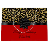 Rood zwart Gold-luipaard afdrukken legant aanpasse Groot Cadeauzakje (Voorkant)