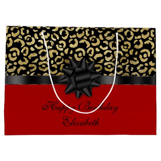 Rood zwart Gold-luipaard afdrukken legant aanpasse Groot Cadeauzakje