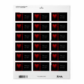 Rood Zwart Gotisch Rood Hart Adresetiketten Etiket (Full Sheet)
