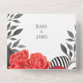 Rood & Zwart Gotische Bloemen Handvasten All In One Uitnodiging (Achterkant)