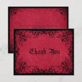 Rood Zwart Gotische Bruiloft Bedankkaart (Voorkant / Achterkant)