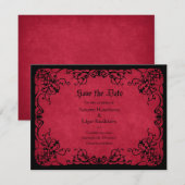 Rood Zwart Gotische Bruiloft Save The Date (Voorkant / Achterkant)