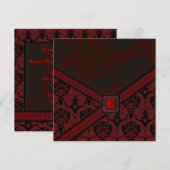 Rood & Zwart Gotische Kant Trouw Kaart (Voorkant / Achterkant)