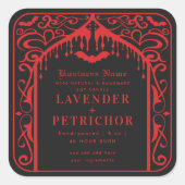 Rood Zwart Gotische Vampier Kaars Product Label (Voorkant)