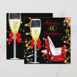 Rood Zwart Goud 40 & Fabulous 40ste verpartij 2 Kaart