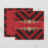 Rood Zwart Goud 50ste Verjaardag Uitnodiging 50ste (Voorkant / Achterkant)