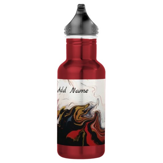 Rood Zwart Goud Abstract Gepersonaliseerde Waterfl Waterfles (Rechts)