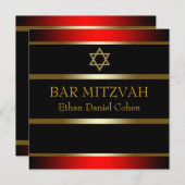 Rood Zwart Goud Bar Mitzvah Kaart (Voorkant / Achterkant)
