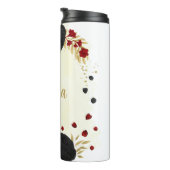 rood zwart & goud bloemmotief thermosbeker (Geroteerd rechts)