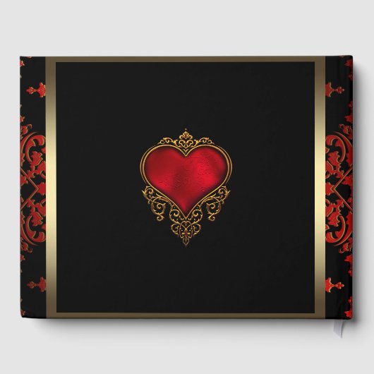 Rood Zwart Goud Bruiloft Gastenboek (Achterkant)