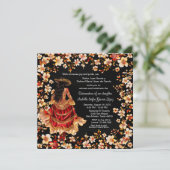 Rood Zwart Goud Charra Quinceañera Kaart (Staand voorkant)