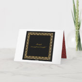 Rood zwart goud damast bruiloft bedankkaart (Achterkant)
