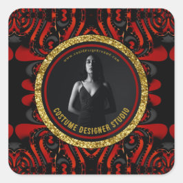 Rood Zwart + Goud Donkere Artisterie Zakelijke Pro Vierkante Sticker