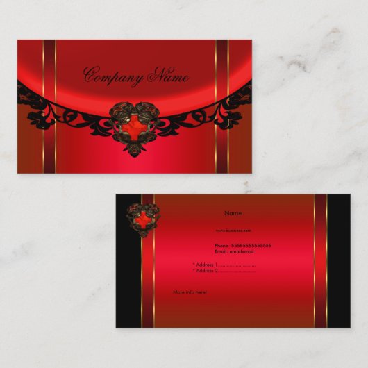 Rood Zwart Goud Elegant Boutique Rood Profiel Visitekaartje (Voorkant / Achterkant)