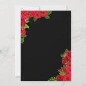 Rood Zwart & Goud Elegante Rozen Quinceanera Kaart (Achterkant)