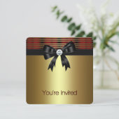 Rood Zwart Goud Feest Kaart (Staand voorkant)