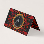 Rood Zwart + Goud Funky Gotische Creatieve Visitekaartje (Voorkant)