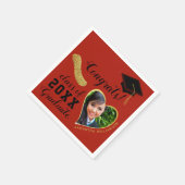 Rood Zwart Goud Klasse van 2025 Foto Afstuderen Servet (Hoek)