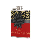 Rood Zwart Goud Luipaard Print Bachelorette Party Heupfles (Links)