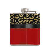 Rood Zwart Goud Luipaard Print Bachelorette Party Heupfles (Achterkant)