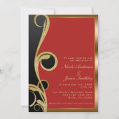 Rood Zwart & Goud Modern Glam Elegante Spiraal Bru Kaart (Voorkant)