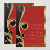 Rood Zwart & Goud Modern Glam Elegante Spiraal Bru Kaart (Voorkant / Achterkant)